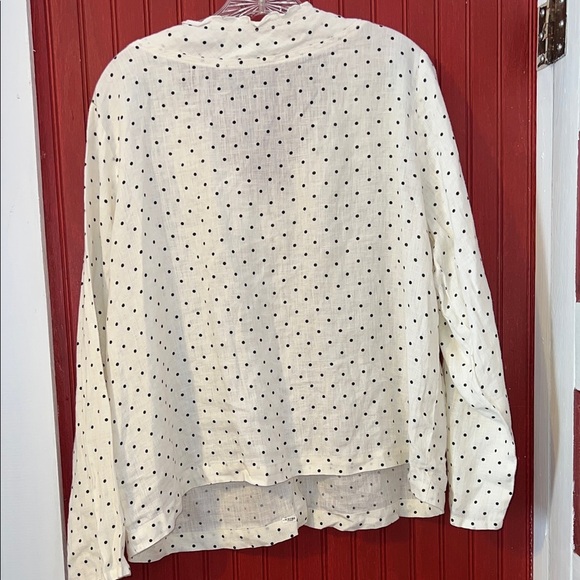 Flax Linen Ivory and Black Dotted Sweater M - Picture 2 of 5
